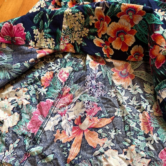 Vintage tropical floral fit n flare midi dress with padded shoulders - Picture 13 of 13